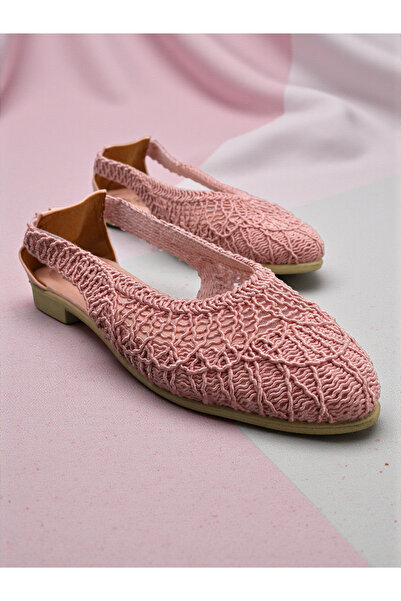 HFKY Balerini de damă cu detalii cu fundă din paie. Balerini din paie cu late...