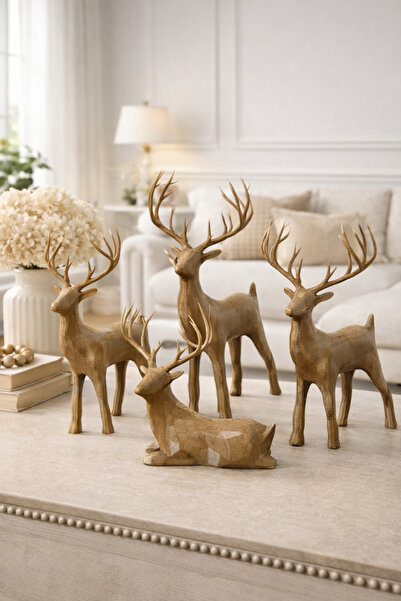 Bumya3duretim 4’lü Geyik Aile Seti BÜYÜK BOY ZARİF TASARIM