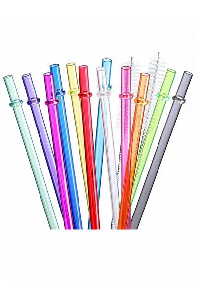 Yenigeldi 10 mm Halkalı Stanly Qencher Tritan Pipet- 30 cm - 4 Adet Renkli Pi...