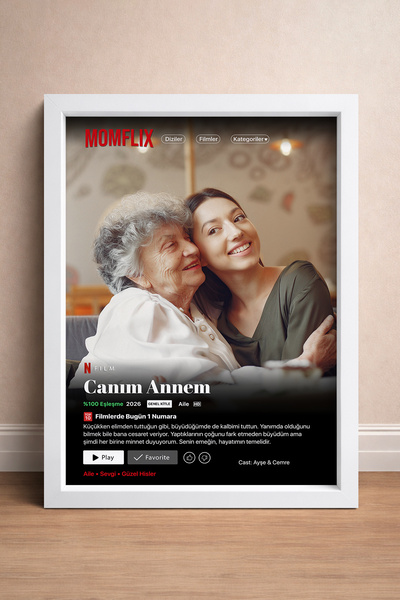 HOMEPACK Anneler Günü Hediyesi, Anne Posteri, Çerçeveli Anne Tablosu, Momflix...