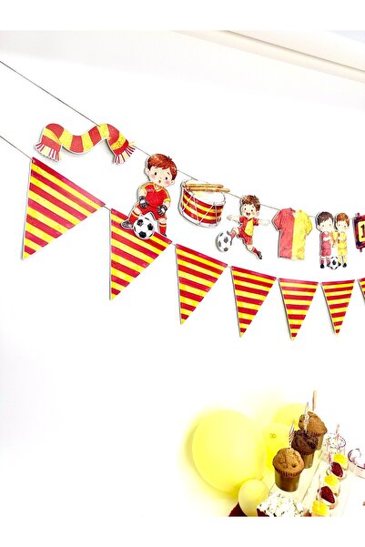 Flu Party لافتة مثلثة الشكل بتصميم كرة القدم باللونين الأصفر والأحمر