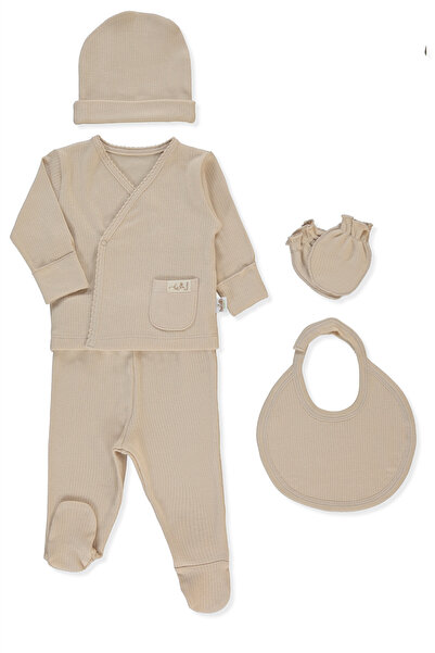 Bebetto طقم زيبين إنترلوك عضوي مكون من 5 قطع (أورجانيك بي نيتشر) بيج