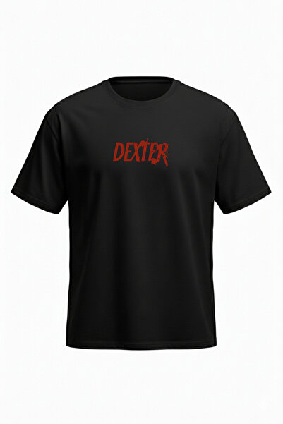 DASH WEAR Dexter T-Shirt - Black Printed Oversize Crew Neck Short Sleeve Loos...