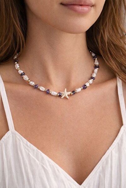 MİVA Kadın El Yapımı Karışık Doğal Taş Kolye Renkli Bohem Yazlık Şık Tasarım ...