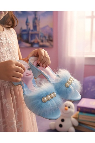 Surpie Shoes Girls' Character Slippers, Children's Heeled Slippers
