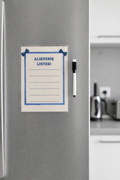 Buzdolabı Alışveriş Listesi A5 – Laminasyonlu Yaz Sil – Magnetli – Yaz Sil Kalem Hediyeli