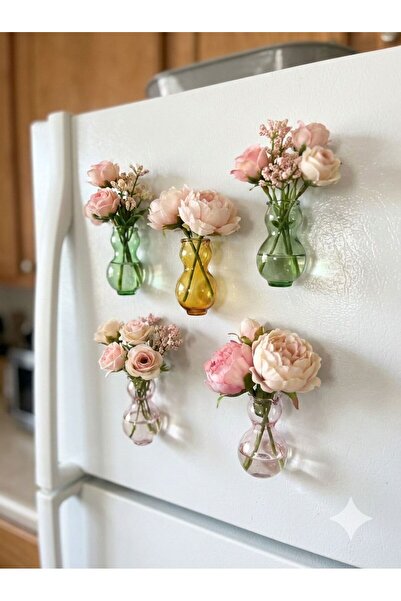 nazarboncuğu Cam Vazo El Yapımı Renkli Magnet 5li