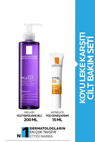 La Roche Posay Koyu Leke Karşıtı Koruyucu Cilt Bakım Seti:Mela B3 Yüz Temizle...
