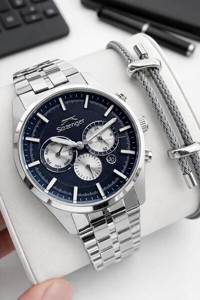 Slazenger Italian Design Bracelet Gift 2 Year Warranty 10 Atm Steel Men Wrist...