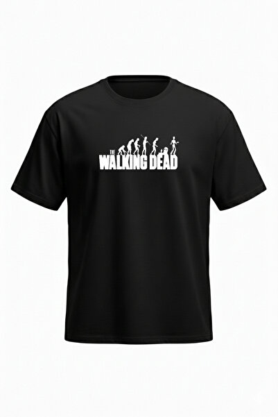 DASH WEAR The Walking Dead T-Shirt - Siyah Baskılı Oversize Bisiklet Yaka Kıs...