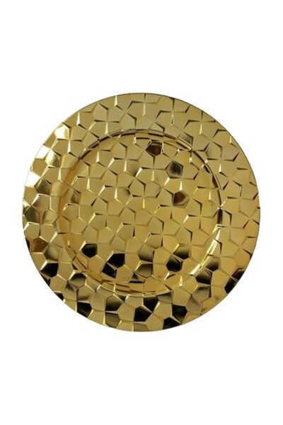 Clin Wedding Decor Plate, Serving Tray for Events, Plastic, 33 cm, Gold