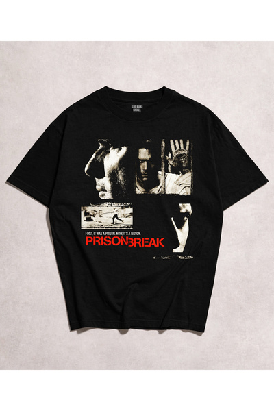 kun inaki Prison Break Michael Scofield Baskılı Siyah Unisex T-Shirt