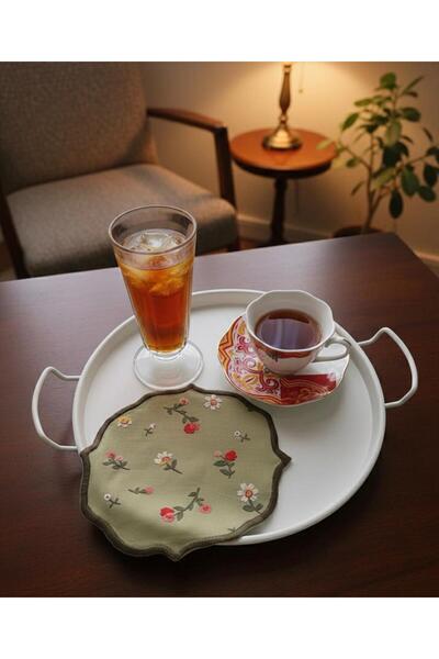 Doğa teks home Papatya Desenli Nakış İşlemeli Sunum Peçetesi(2 adet)