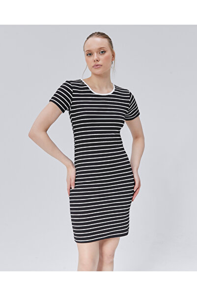 LooRen Butik Short Sleeve Striped Women's Dress Lrn034