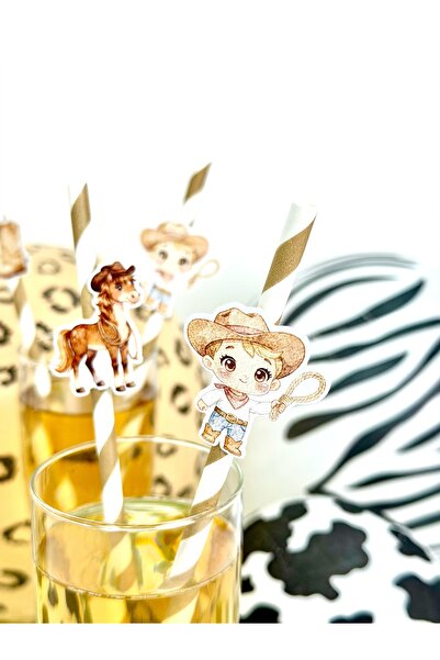 Flu Party Cowboy Theme Straw Set - Cowboy Party Straw