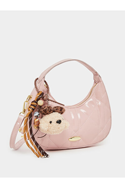 Styli Pink Quilted Hobo Bag with Dog Charm