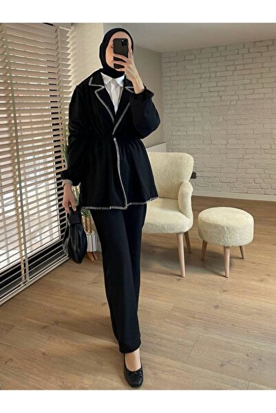 onix Semma Linen Suit Black