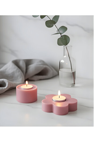 Boketto Opus Pembe Pastel 2’li Dekoratif Mumluk | Modern Şamdan Seti Hediyelik
