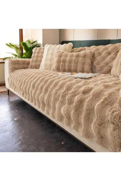 DAHABELLA LUXE HOME غطاء أريكة بنمط أرنب من القطيفة لثلاثة أشخاص (قطعة واحدة)...