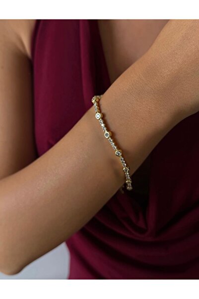 XUPING JEWELRY KUYUMCU SERİ 14K RENGİ ZİRKON TAŞLI YUVARLAK 17+2CM ÇELİK BİLE...