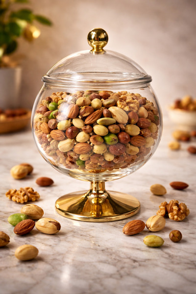 China Clear Acrylic nut box with an elegant gilt base