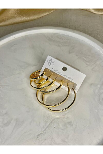 D&Z ACCESSORİES 3-Piece Hoop Earring Set |   Gold Color Three Sizes Useful St...