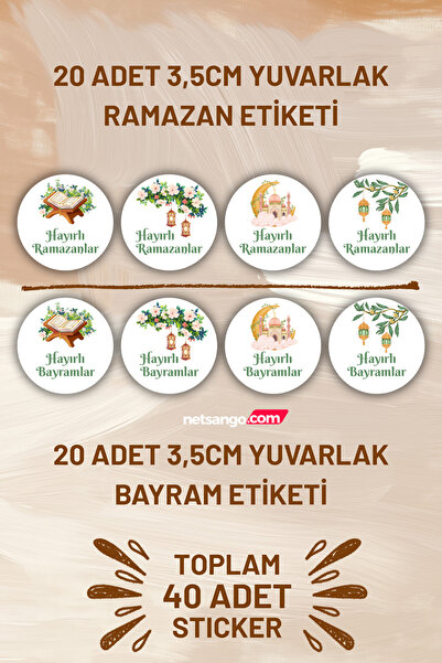 Netsan Etiket 20 Adet Ramazan + 20 Adet Bayram Sticker Etiket