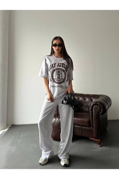 ALVOR Women's Oversize Graphic Printed Top and Bottom Tracksuit Set