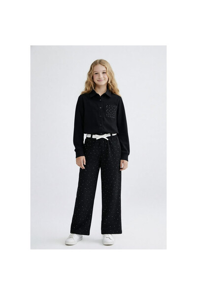 JABBER Girls' Stone Embroidered Shirt and Pants Set