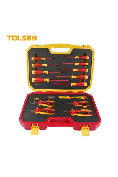 TOLSEN 15Pcs Premium VDE Insulated Hand Tools Set – EN60900 Certified Electri...