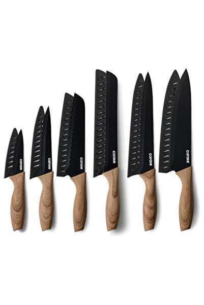 CAROTE 12PCS Knife Set, Stainless Steel Kitchen Knife Set with Nonstick Ceram...