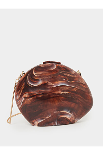 Styli Marbled Look Clutch Bag with Chain Strap