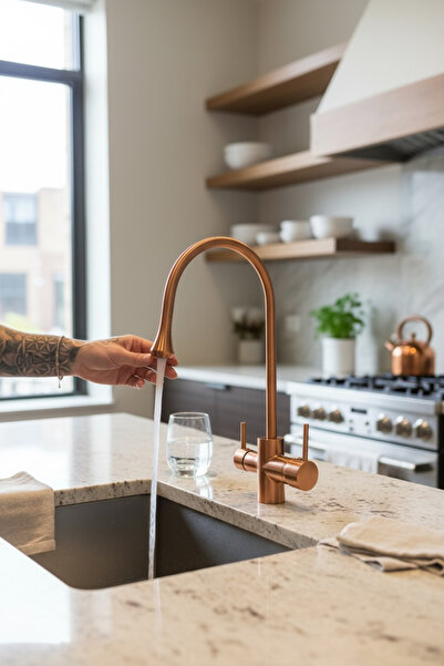 İSAOĞLU YAPI صنبور مطبخ من النحاس غير اللامع، مناسب لأجهزة تنقية المياه من سل...