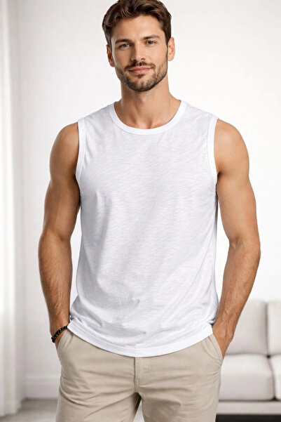 LUMİART Men's Flamed Fabric Zero Sleeve Undershirt Basic Sports Top, Suitable...