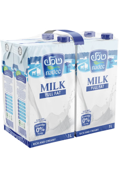 Nadec حليب كامل الدسم، عبوة من 4 قطع، سعة 1 لتر
