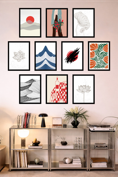 UNT Σετ 10 Πίνακες με Μίνιμαλ Εμφάνιση Πλαισίου, Ιαπωνικού, Αφηρημένου και Βο...