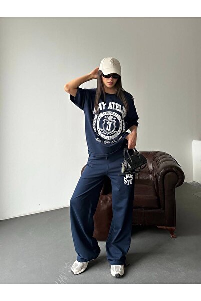 ALVOR Women's Oversize Graphic Printed Top and Bottom Tracksuit Set