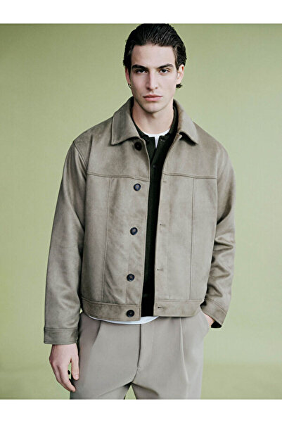 LC Waikiki Rmz Gi̇yi̇m Farkiyla Comfortable Fit Men's Suede Coat