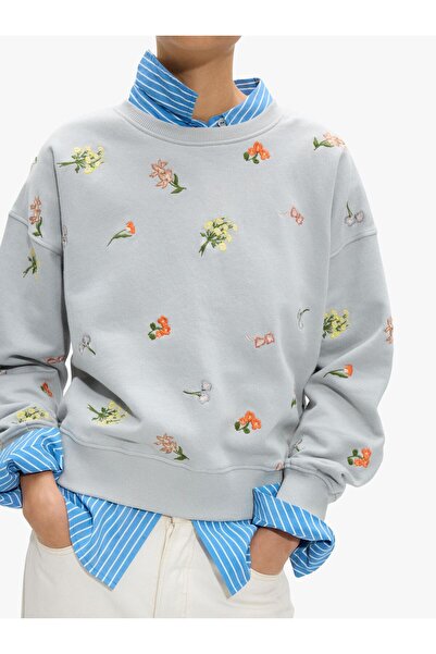 PARFOIS Kadın %100 Pamuklu Nakışlı Sweatshirt