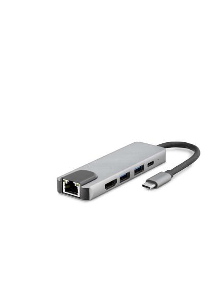 CT STONES Type-C Hdtv HDMI 4K 30Hz + Type-C + 2*Usb3.0 + Lan 5in1 Gray Hdx7831