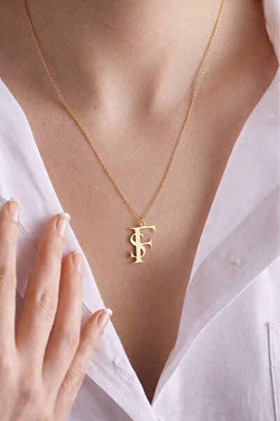 KAR DİAMOND Kişiye Özel Harf Kolye 925 Ayar Gümüş Altın Kaplama Kadın Kolye S...