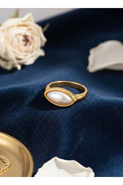 stainless steell Mengüer 18 Ayar Altın Kaplama Çelik Badem İnci Detaylı Gold ...