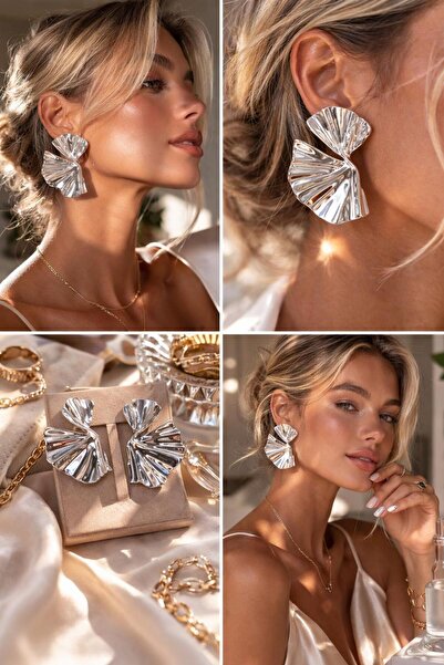 BESTYSO Silver Dalga Form Küpe