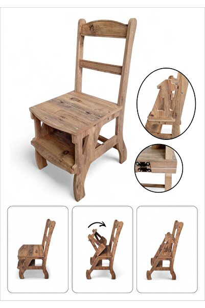 Elta Collection Çok Amaçlı MDF Katlanır Merdivenli Sandalye 2’si 1 Arada 110 ...