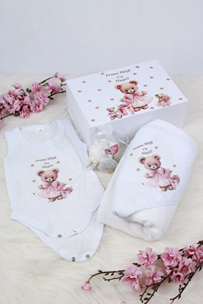 GoVo Kids Set prima baita cu nasii, Ursulet Roz – Set 3 piese pentru bebeluși...