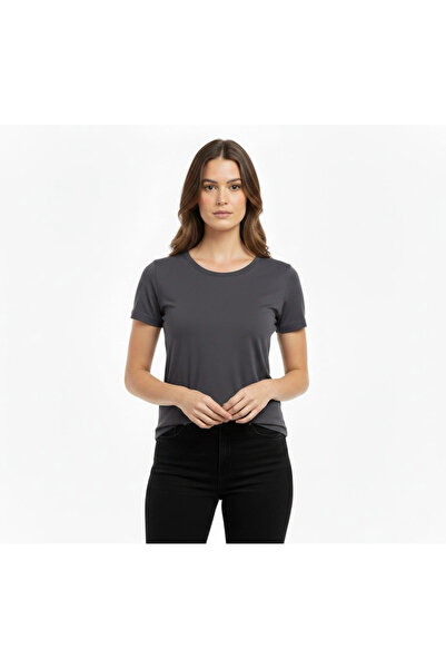 LUMİART Women's T-Shirt Crew Neck Slim Fit Lycra T-Shirt Casual Basic Body - ...