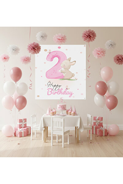 StilCreative Doğum Günü Afişi Bebek Çocuk Parti Konsepti 2 Yaş