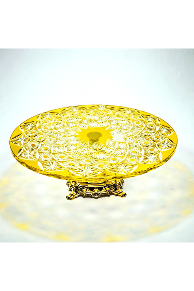 Kristal Market Handcrafted Cut Crystal Pedestal Presentation Stand Avant-Garde