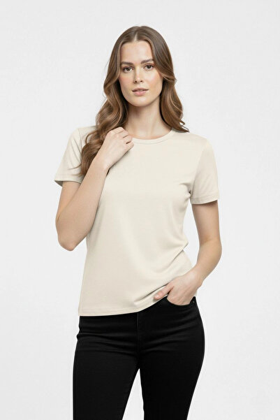 LUMİART Women's T-Shirt Crew Neck Slim Fit Lycra T-Shirt Casual Basic Body - ...