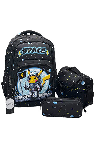 MegiHero Set of 3 Boys' Primary School Bags Character Patterned Backpack Prim...